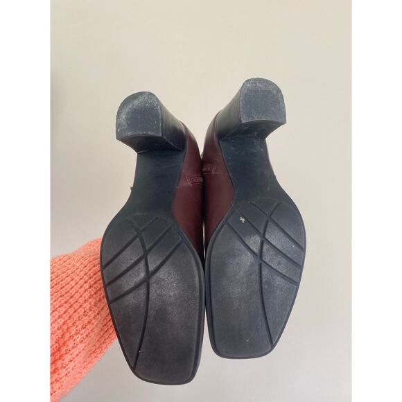 Bass vintage square toe leather ankle boots size 6.5 burgundy wine red Y2K Siena - Picture 6 of 7